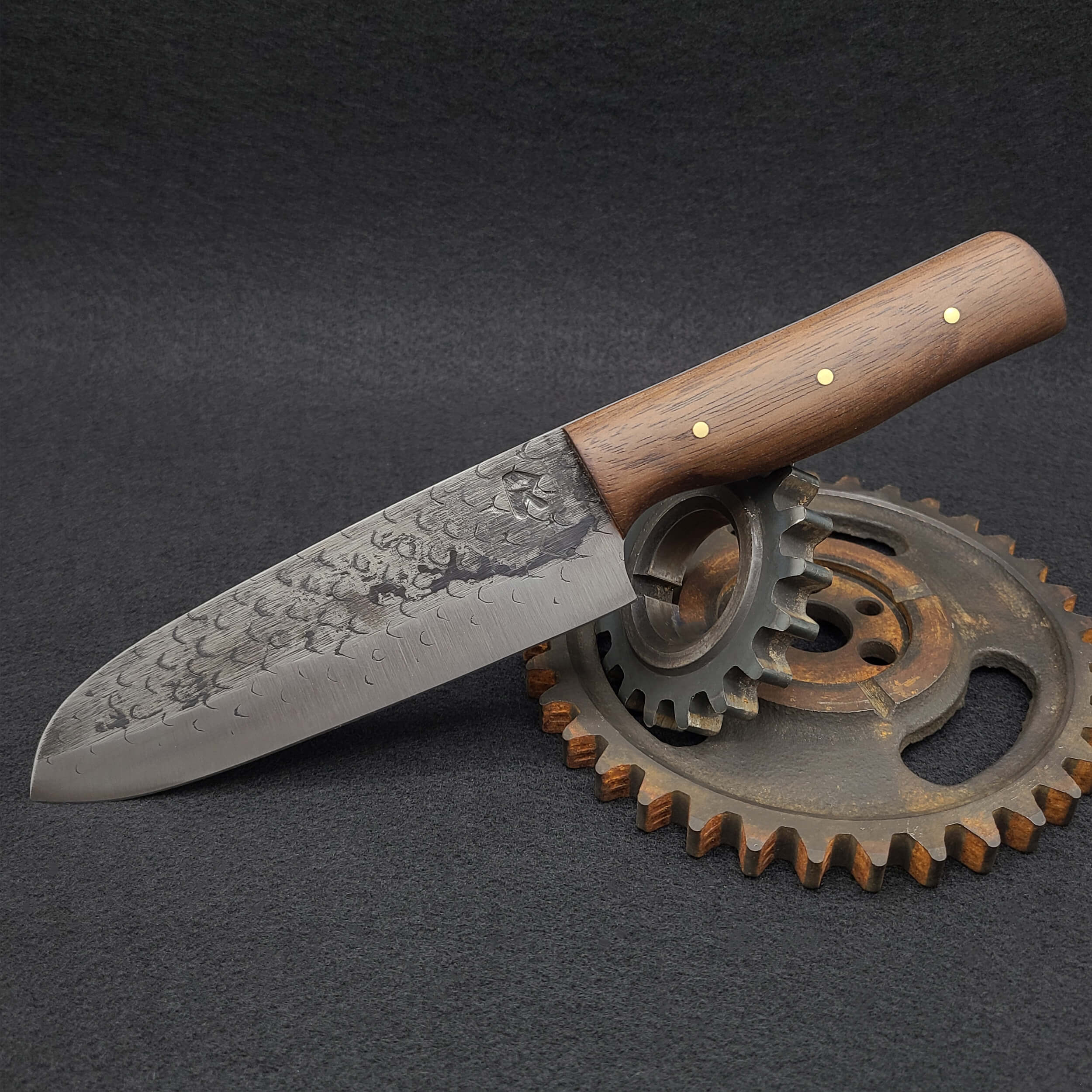 Versatile Kitchen Utility Farrier Rasp Kitchen Chopper Black Walnut Handle Rusty Dragon